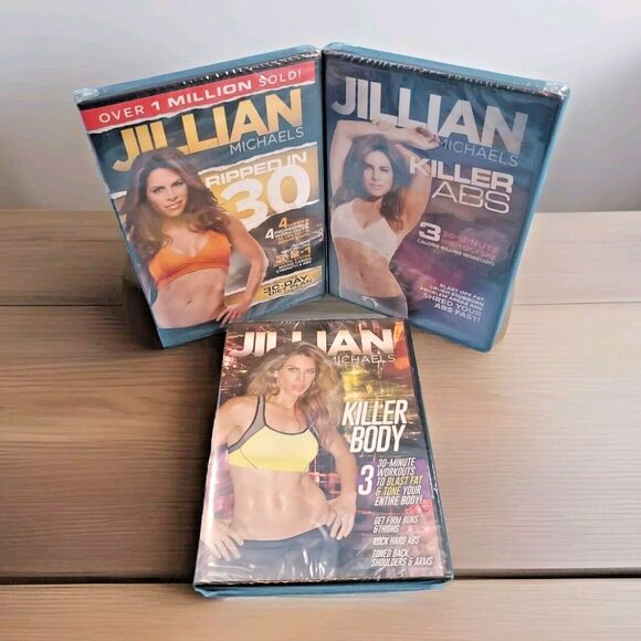 Jillian Michaels 3 Workout DVDs  Killer Abs Body Ripped In 30 Minutes - Picture 1 of 12